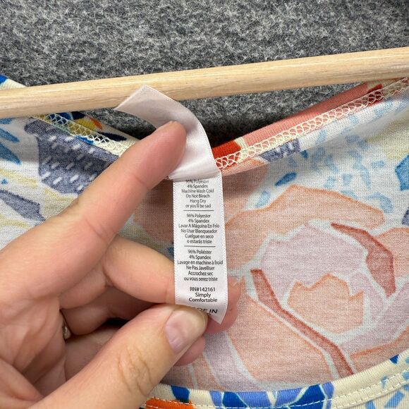 LulaRoe T-Shirt Women 2XL White Floral Short Sleeve Round Neck Pullover Casual - Picture 4 of 7